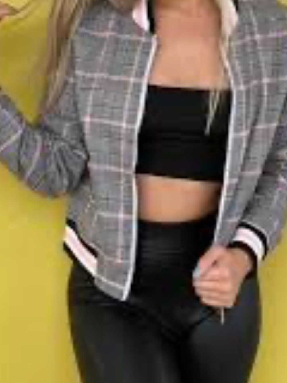 Plaid bomber jacket Charlotte Russe Size M - Picture 2 of 6